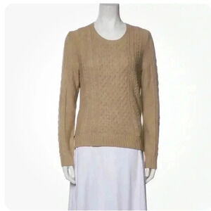 Tory Burch beige long sleeve scoop  neck cashmere blend sweater XS